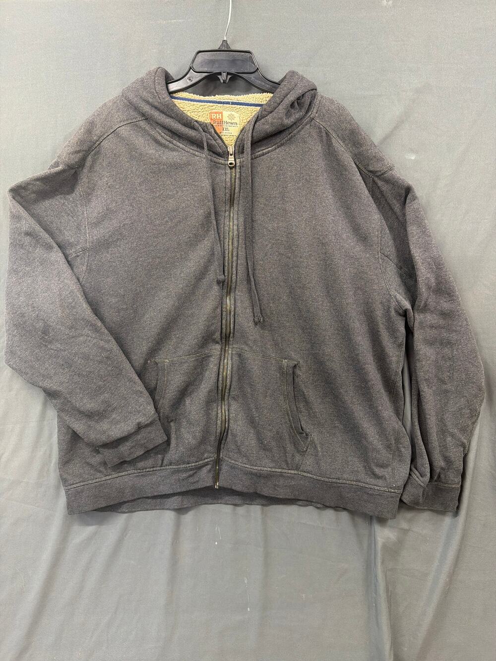 Ruff Hewn Men's XXL Gray Sherpa Lined Full Zip Hoodie Jacket Heavyweight